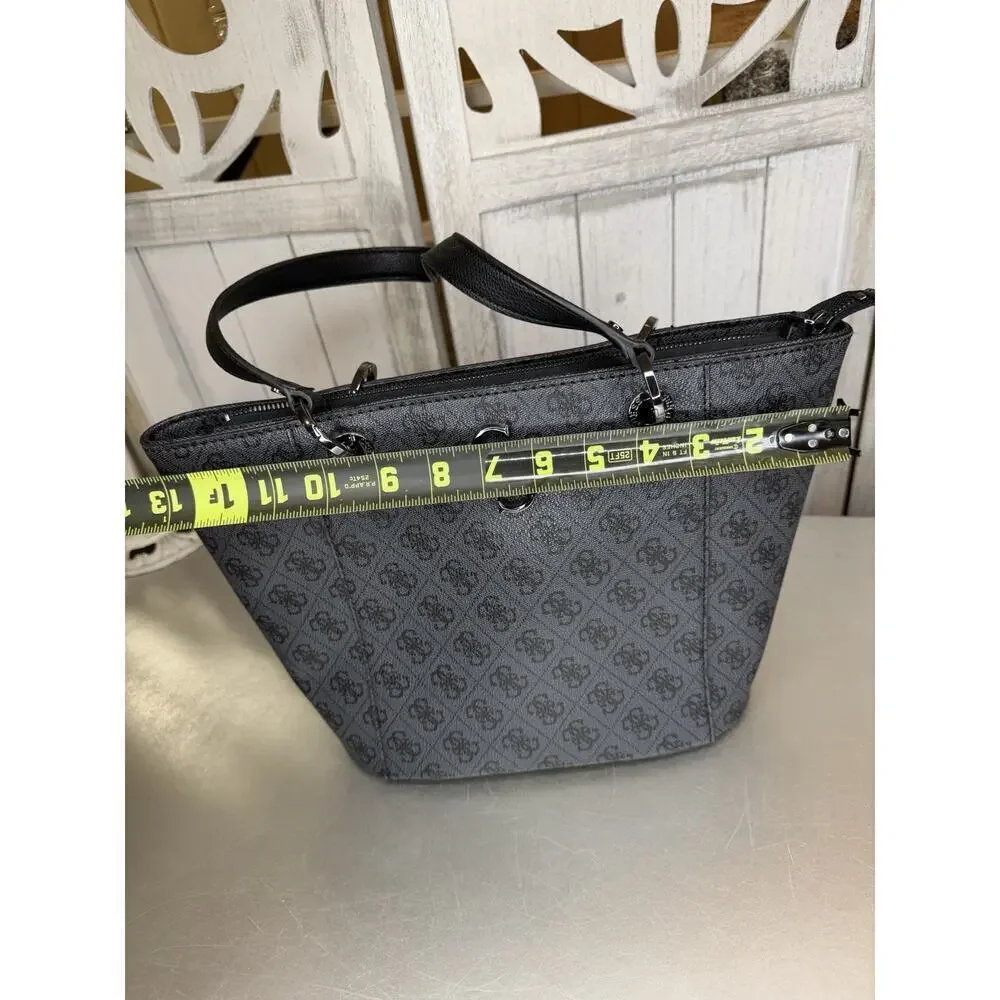 GUESS Noelle Small Gray Black Tote Bag Y2K Handbag Bag Coated Canvas